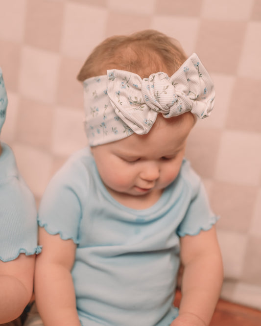 Spring Blooms Cream Knotted HeadWrap