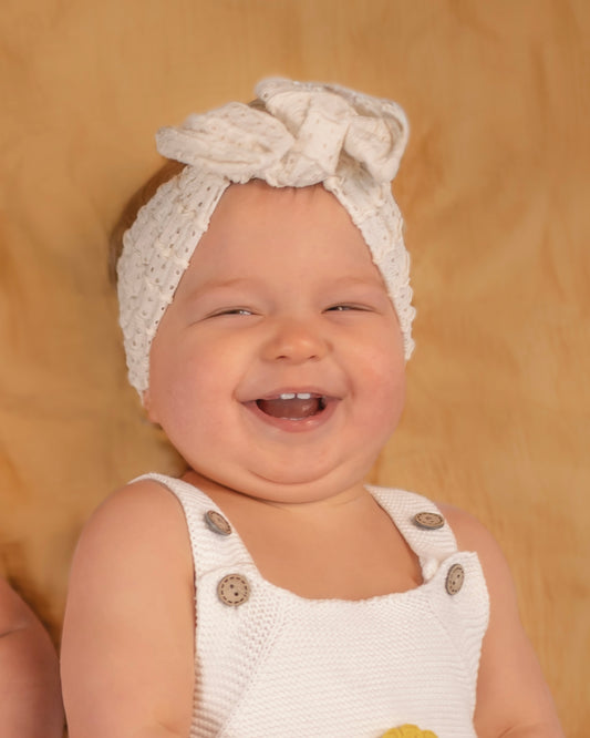 Sand Loop Lace White Knotted Headwrap